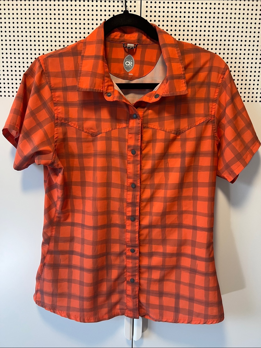 Club Ride Apparel Orange Plaid Short-Sleeve Cycling Jersey